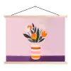 Tulpen - Vaas - Strepen - Paars textielposter latten blank klein -3d