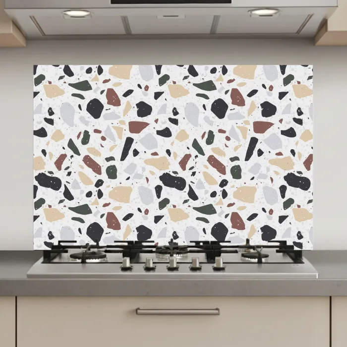 Terrazzo -  Patroon - Kleurrijk - Klei keuken achterwand spatscherm klein 900 -3d_website