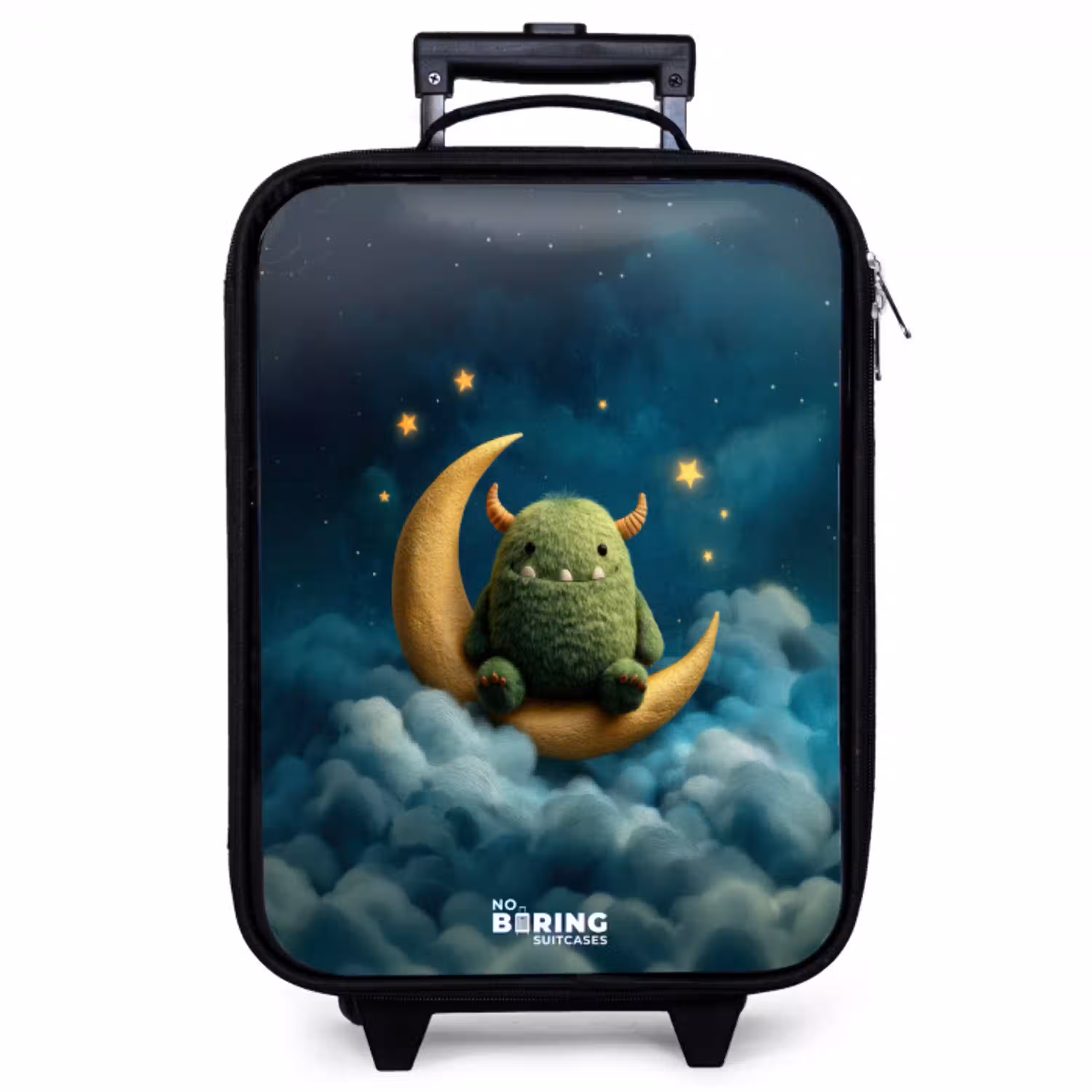 Groen monster op maansikkel Kinderkoffer - Zwart klein -zzz_website3d