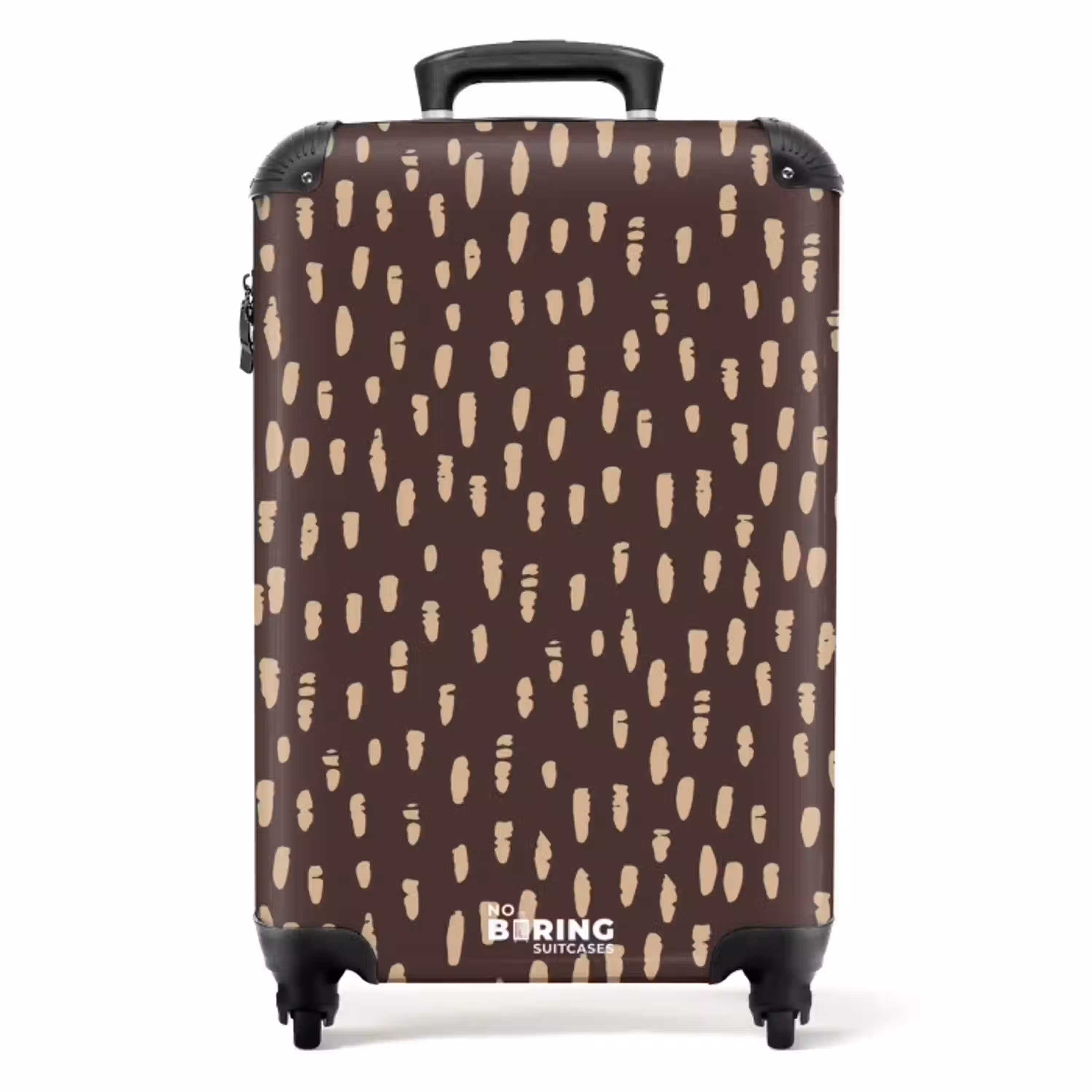 Donkerbruine achtergrond met beige penseelstreken NBS - Handbagage koffer - Kinderen Unisex middel -productfoto_recht
