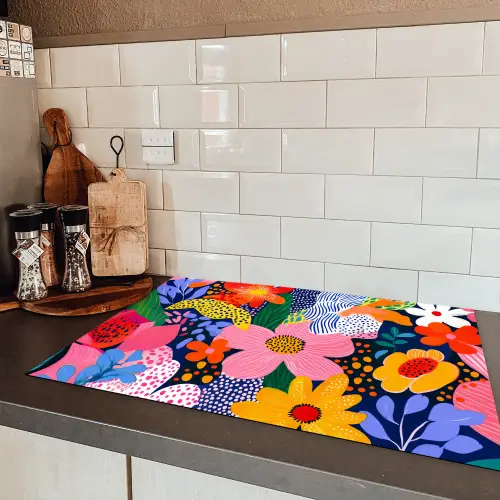 Kleurrijk - Bloemen - Abstract - Stippen Inductie beschermer vinyl 3mm klein -sfeer3