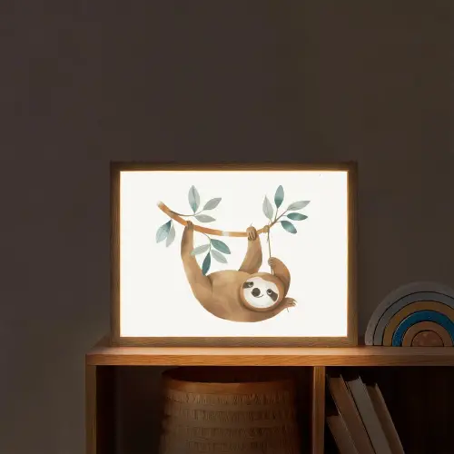 Luiaard - Dier - Jungle dieren Light Box met batterij (Wandlamp kind) middel -sfeer1_kind