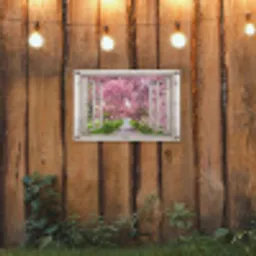 Uitzicht op Bloeiende Kersenbomen tuinposter los doek klein -sfeer1