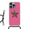 Ster - Luipaard - Print - Roze Hoesje iPhone 16 Pro Max met koord klein -3d