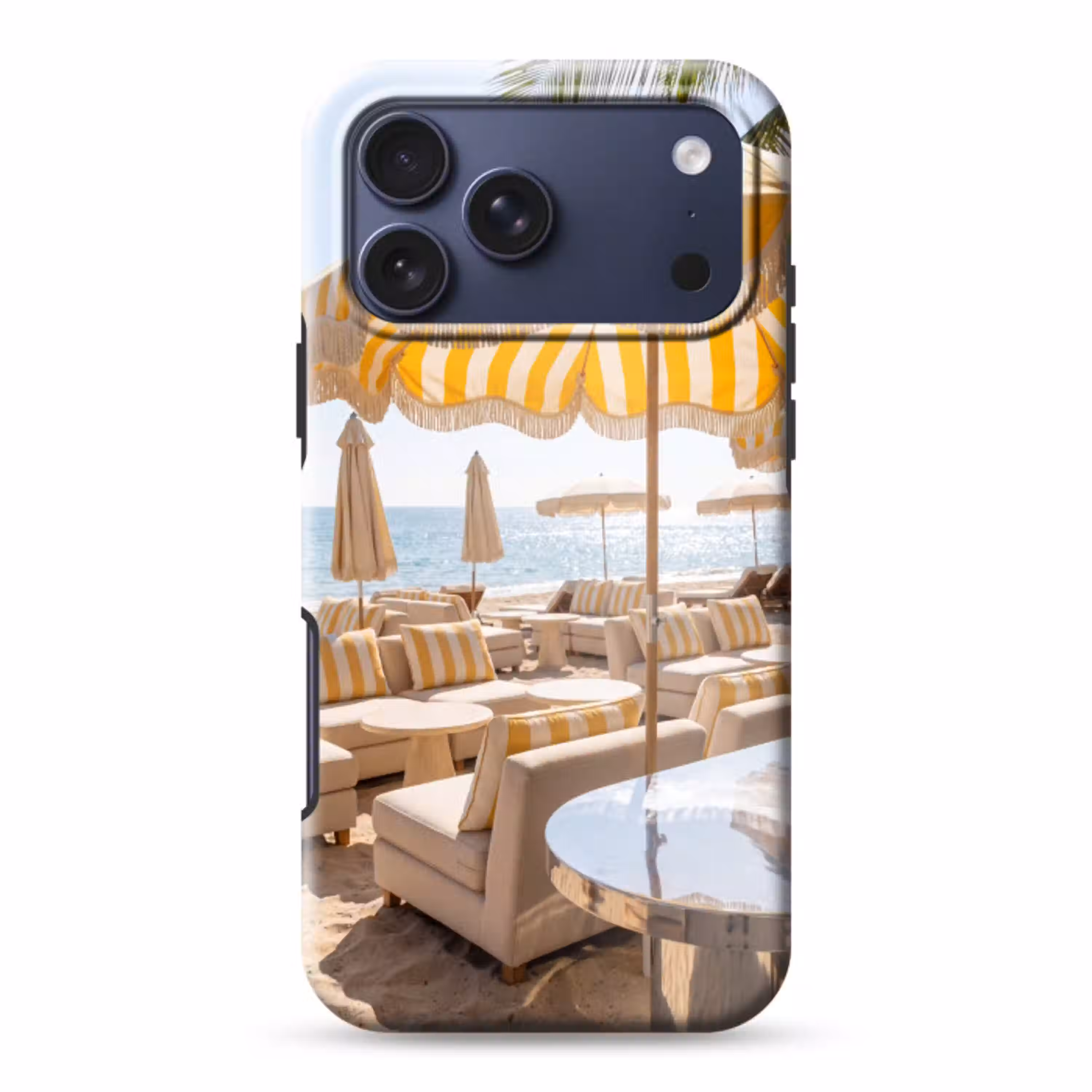 Strand - Ligbedden - Vakantie - Modern - Geel Toughcase MagSafe Apple iPhone 17 Pro Max klein -3d