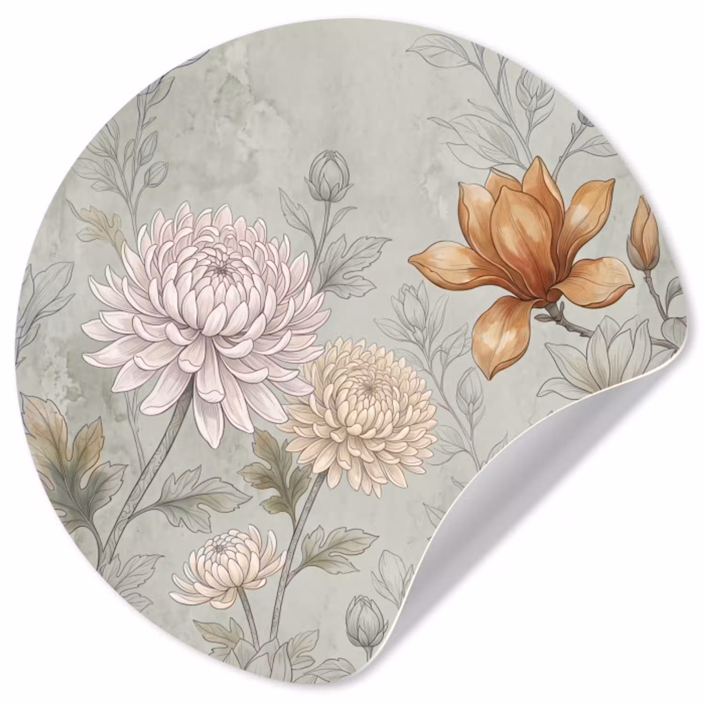 Illustratie - Bloemen - Groen Wandcirkel behangsticker klein -3d