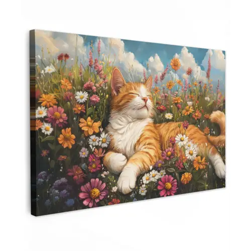 Kat - Bloemen - Ontspannen canvas 2cm klein -z3d