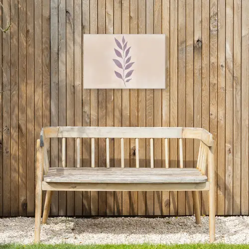 Tak - Bladeren - Minimalistisch - Beige Tuinposter op houten frame 2 cm dik klein -sfeer4