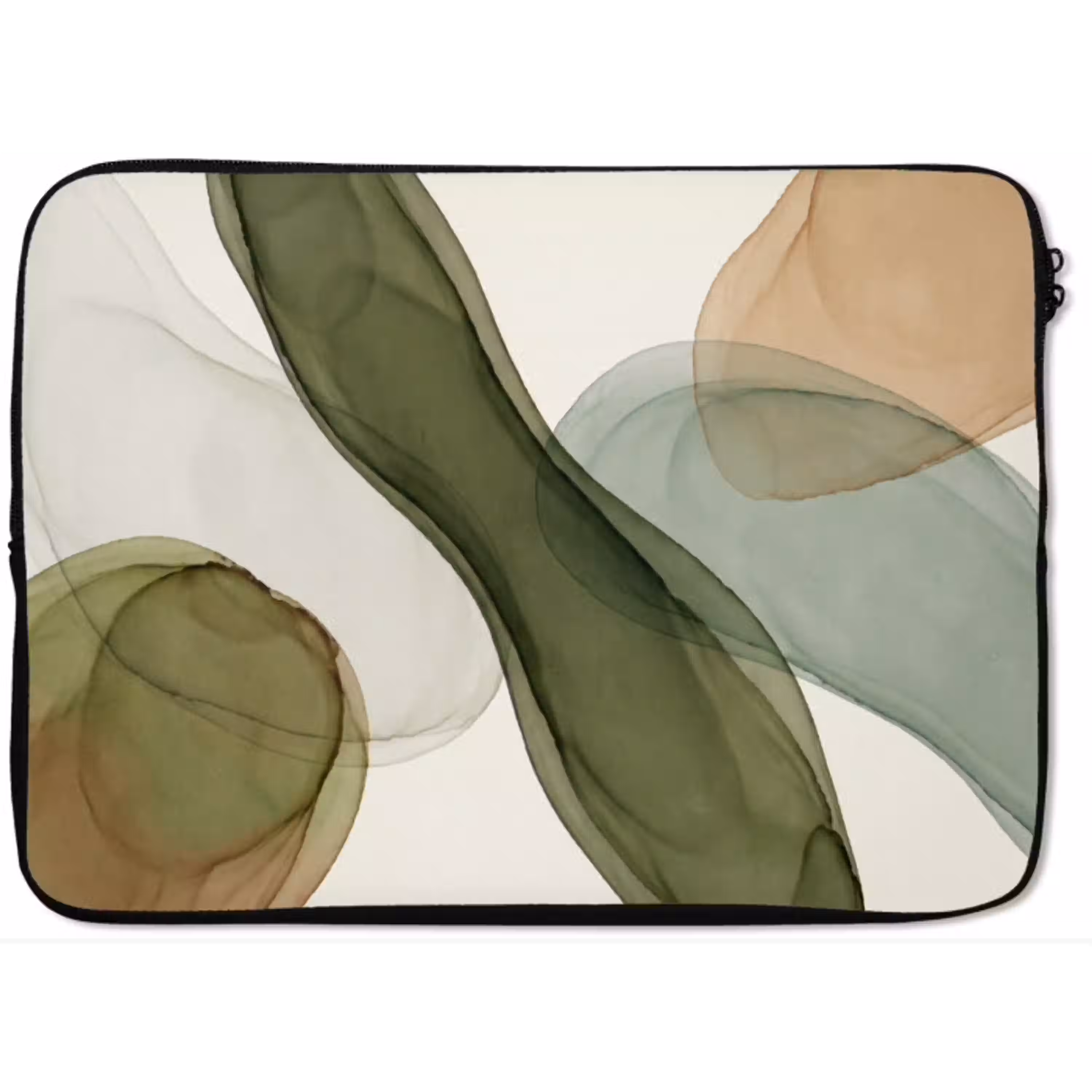 Abstract - Vormen - Modern - Kunst - Groen - Bruin laptophoes neopreen klein -zkaufland3dotto