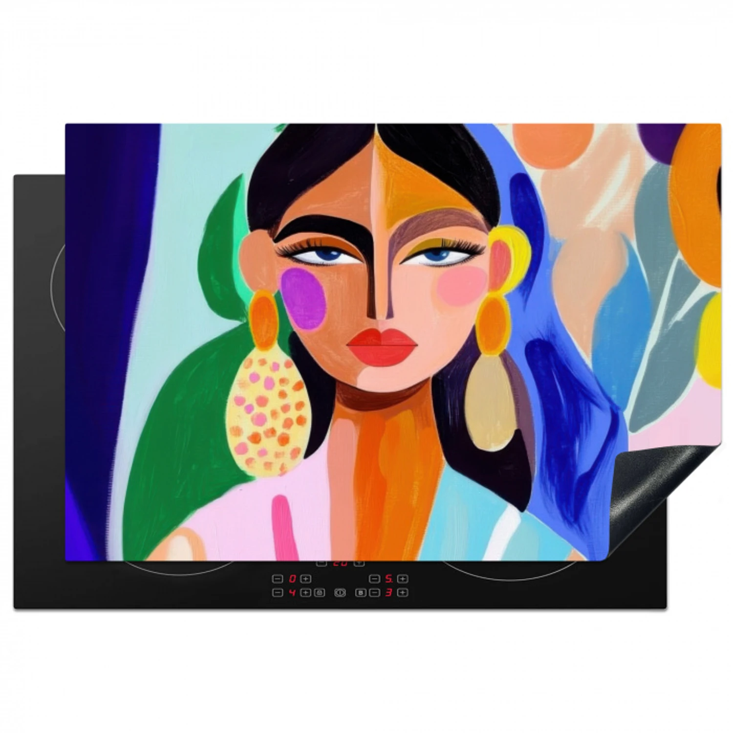 Portret - Vrouw - Modern Inductie beschermer vinyl 3mm klein -3d