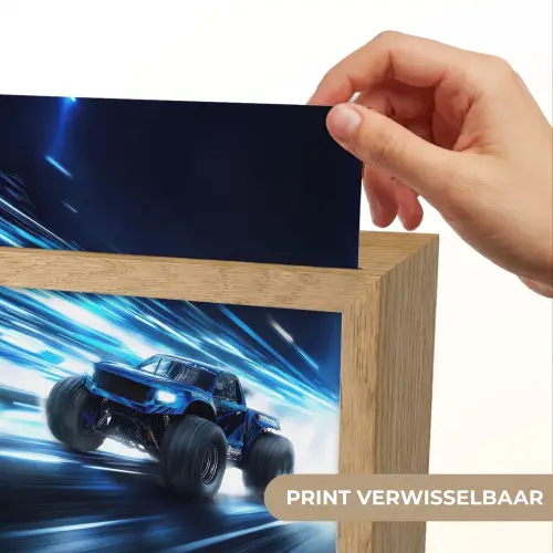 Monstertruck - Blauw - Neon - Lichten Light Box met kabel (Kinderlampje) klein -USP_websiteprintNL