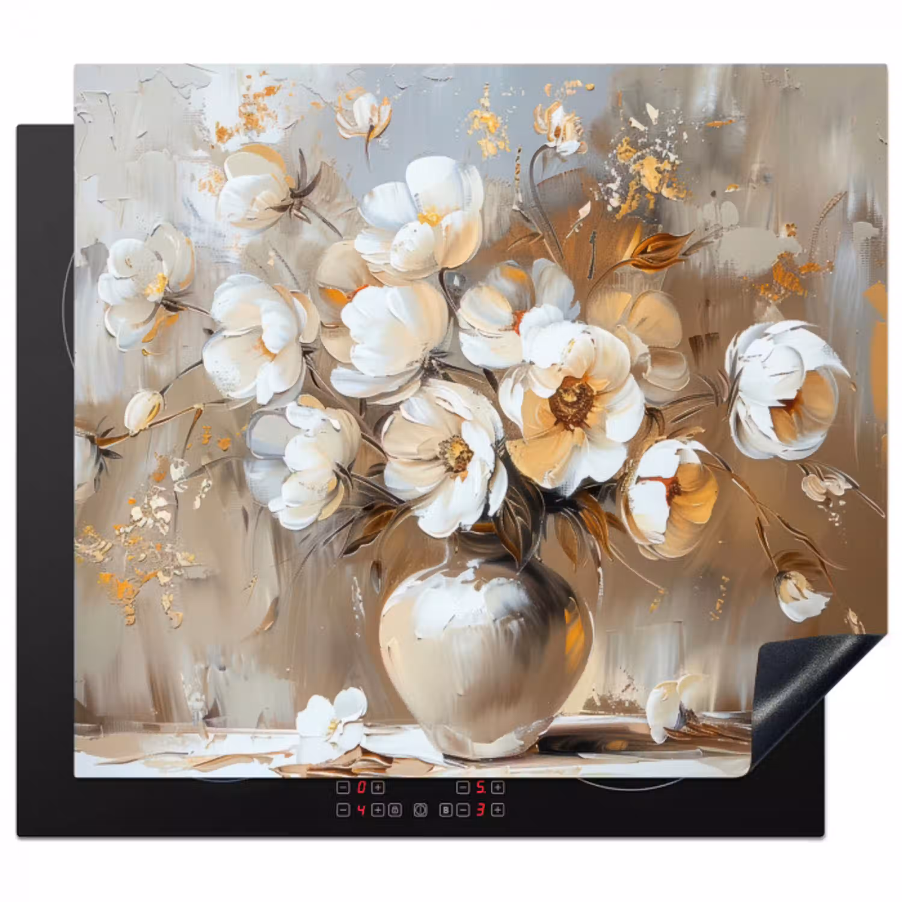 Vaas - Bloemen - Kunst - Goud Inductie beschermer vinyl 3mm middel -3d