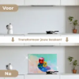 Dobbelstenen - Kleurrijk - Getallen - Stipjes keuken achterwand spatscherm klein -voor_na_NL