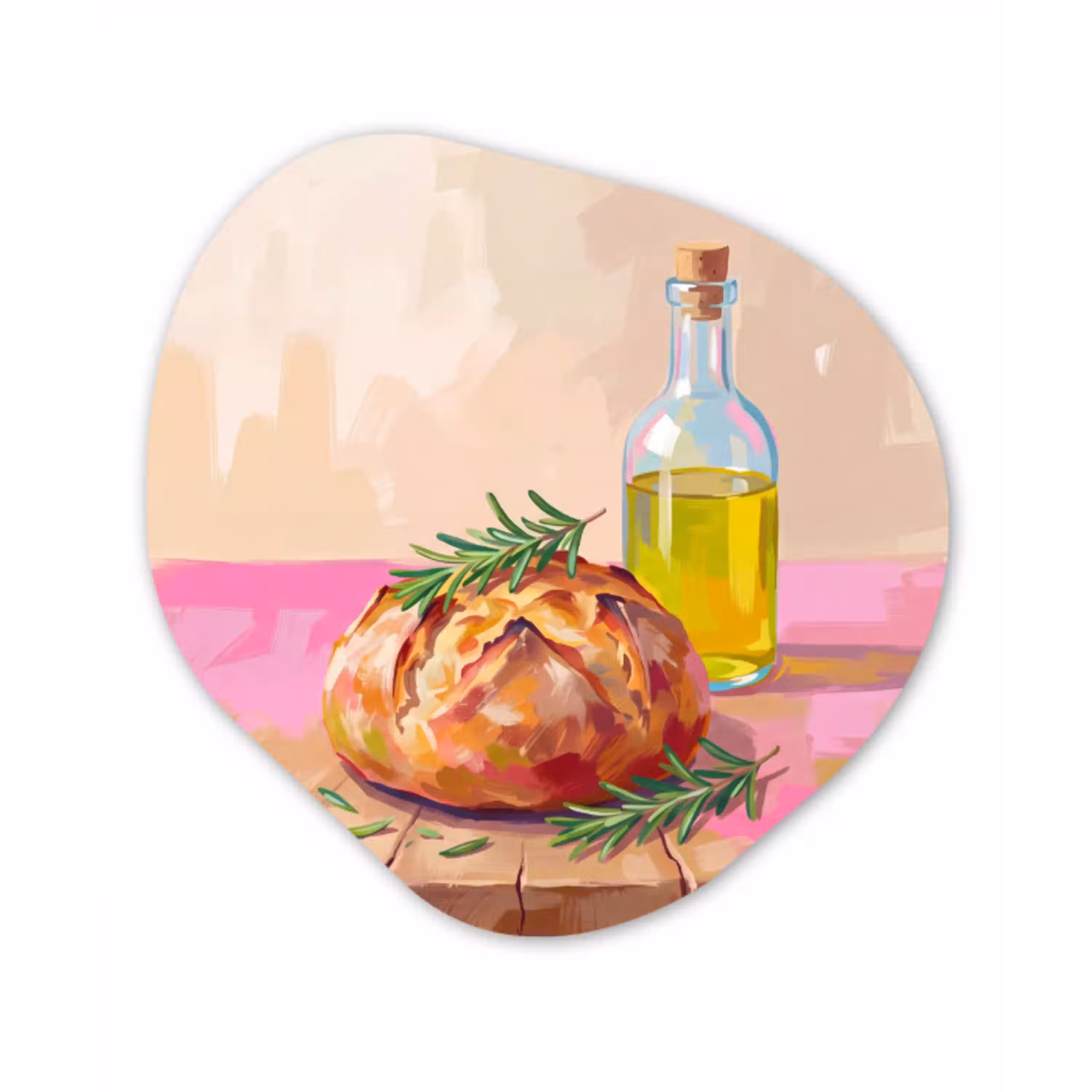 Eten - Brood - Olijfolie - Abstract - Keuken Wandcirkel Organisch Forex 3mm klein -3d