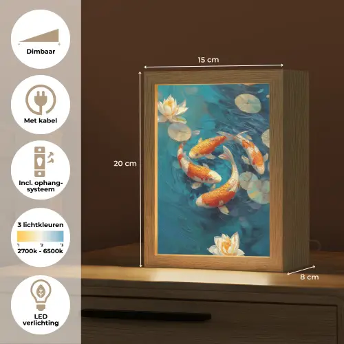 Vissen - Waterlelies - Oranje - Water Light Box met kabel (Tafellamp) klein -USP_NL