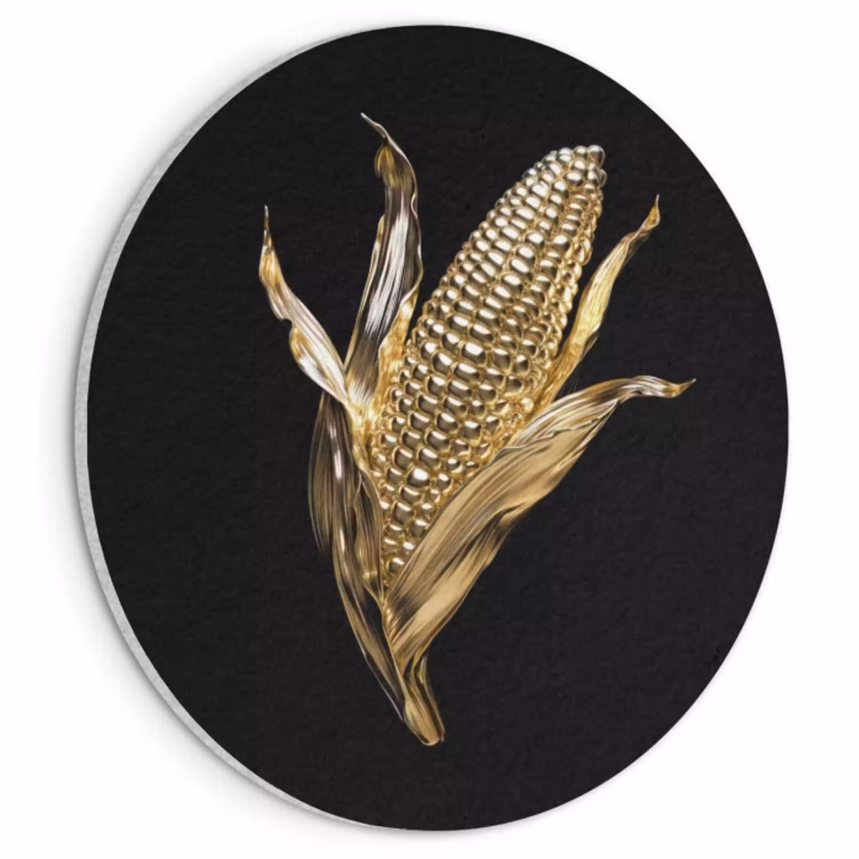 Mais - Eten - Goud - Zwart Akoestische PET Vilt - Rond klein -3d