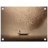 Bootje - Blaadjes - Goud - Water tuinposter los doek klein -3d