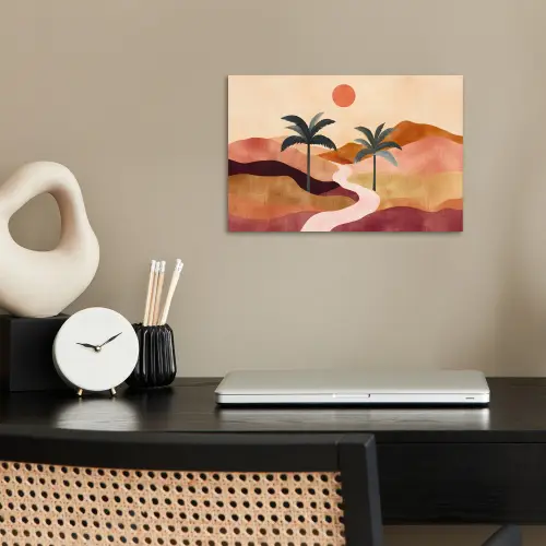 Heuvels - Palmbomen - Abstract poster papier klein -sfeer1
