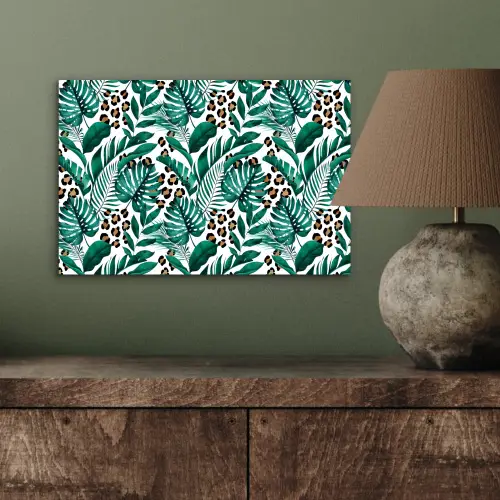 Dierenprint - Panter - Bladeren - Tropisch - Jungle aluminium wit klein -sfeer2