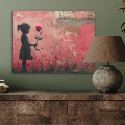 Graffiti - Meisje - Roze - Street art - Roos - Banksy PET vilt klein -sfeer2