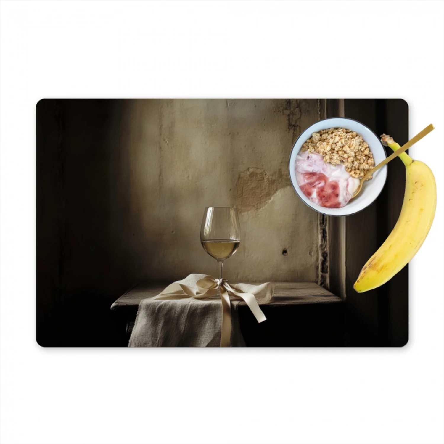 Strik - Beige - Witte - Wijn Placemat vinyl groot -zzzproduct_Kitchenyeah-website