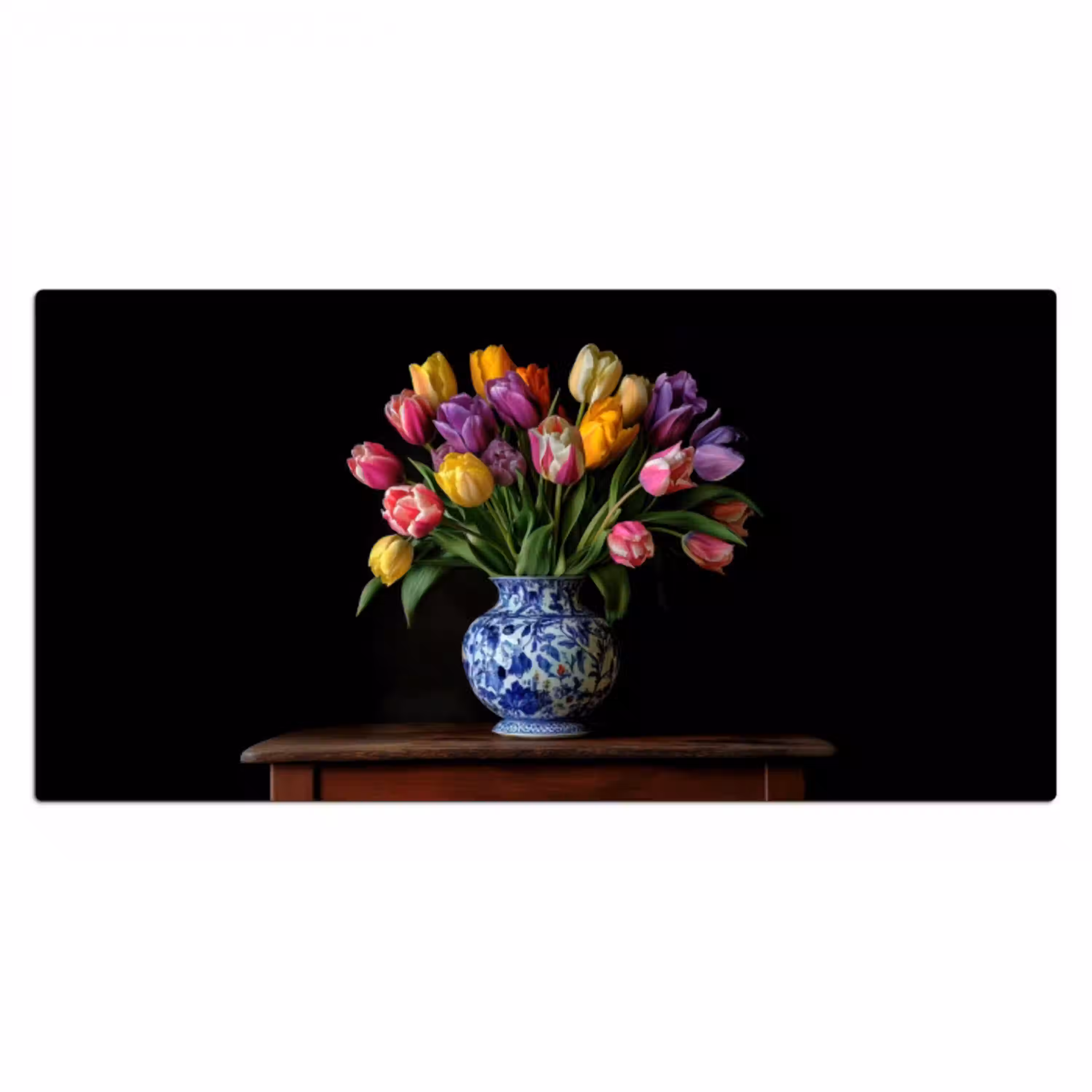 Tulpen - Kleuren - Hout - Vaas Muismat XXL klein -3d_leeg
