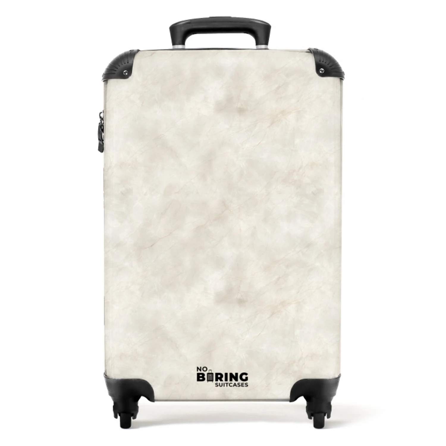 Crèmebeige - Marmer - Aders NBS - Handbagage koffer - Volwassenen Unisex middel -productfoto_recht