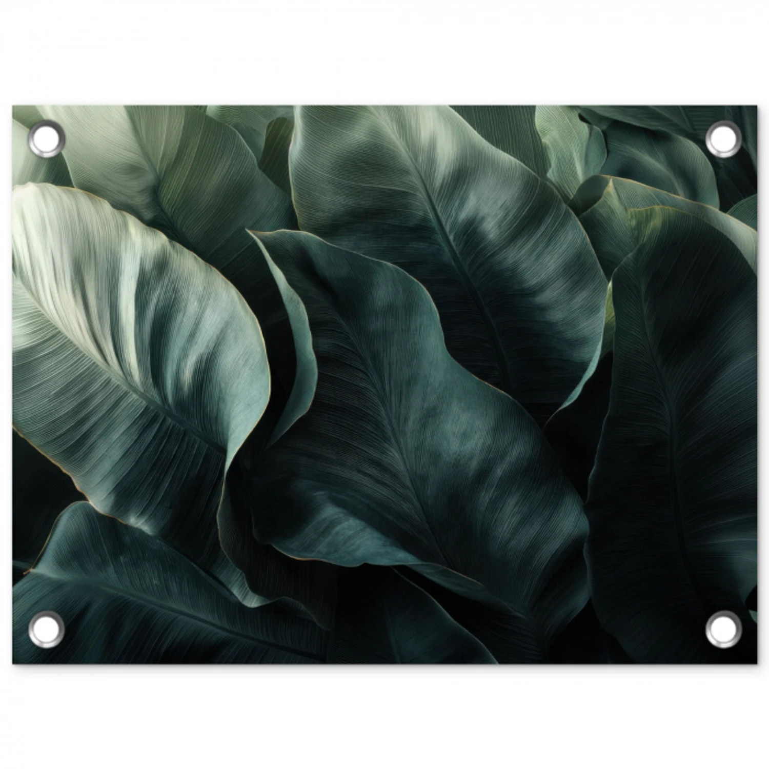 Groen - Bladeren - Glad - Nerven tuinposter los doek klein -3d