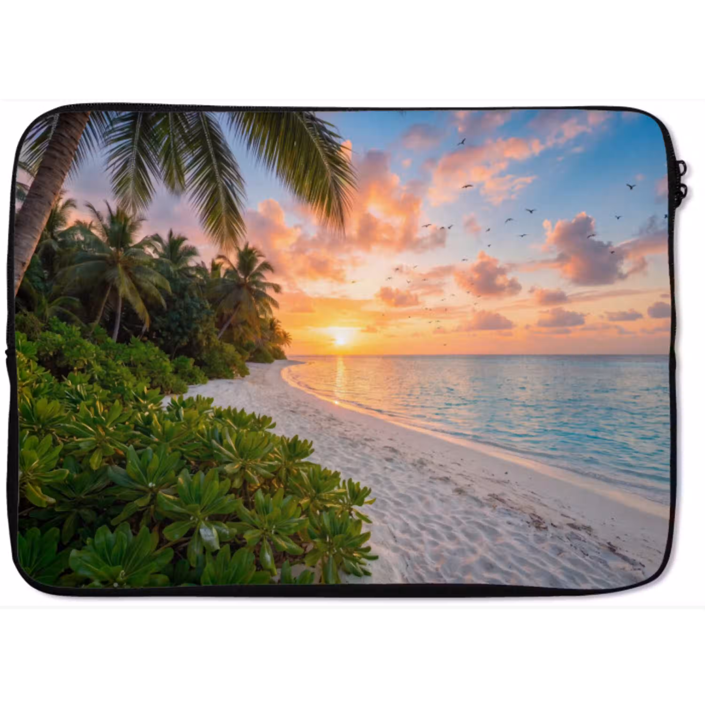 Strand - Zonsondergang - Palmbomen - Tropisch - Natuur laptophoes neopreen klein -zkaufland3dotto