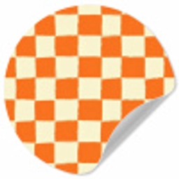 Schaak - Patroon - Oranje Wandcirkel behangsticker klein 186 -3d