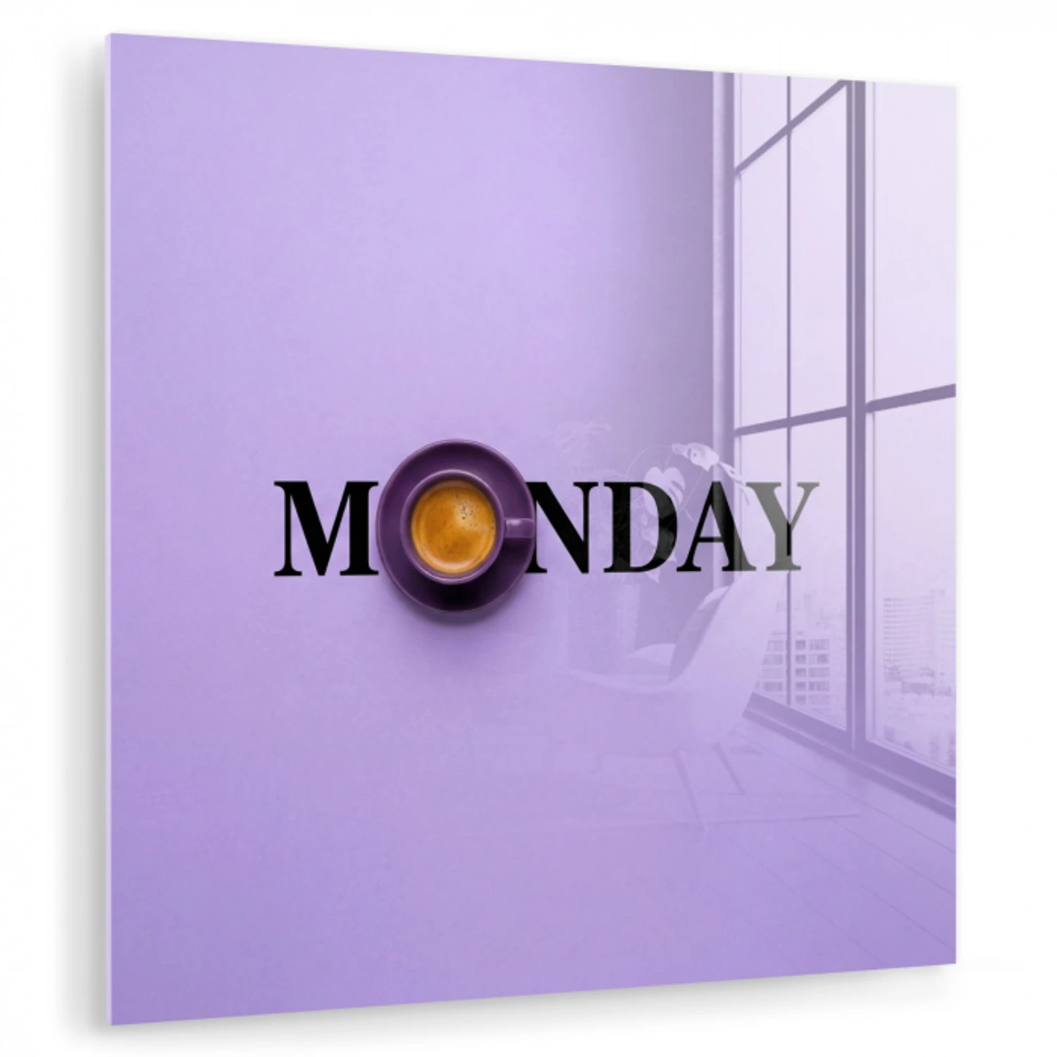 Maandag - Mok - Koffie - Paars plexiglas 5mm klein -zzzproduct_nieuw