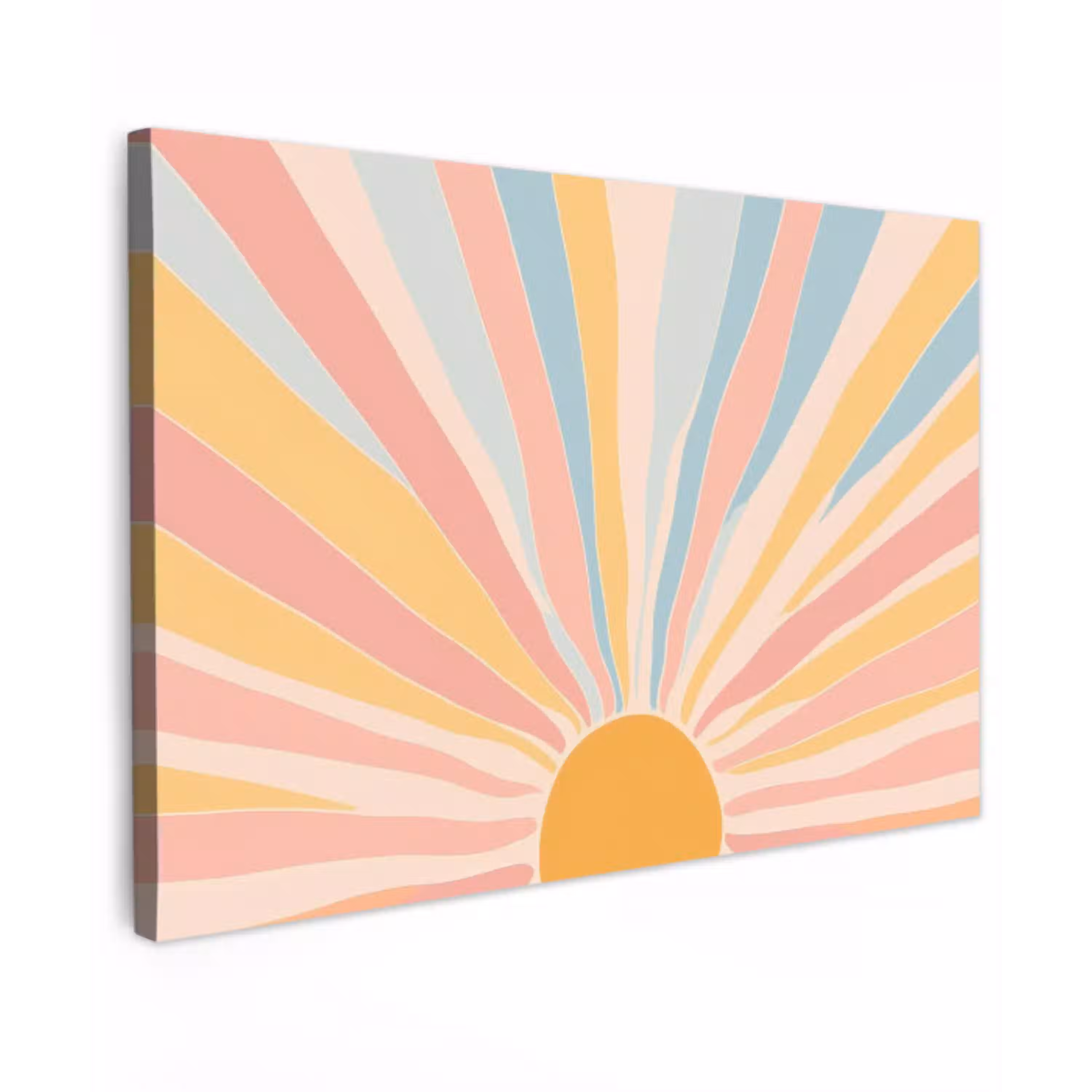 Illustratie - Zon - Pastelkleuren Tuinposter op houten frame 2 cm dik klein -3d