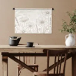 Minimalistisch - Modern - Bloemen - Beige Wandkleed katoen klein -sfeer6