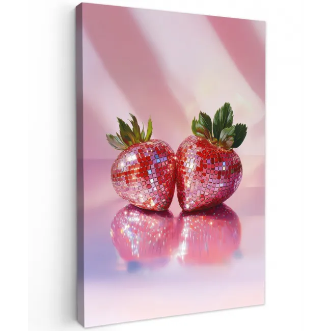 Disco - Fruit - Glitter - Strawberry Tuinposter op houten frame 2 cm dik klein -3d