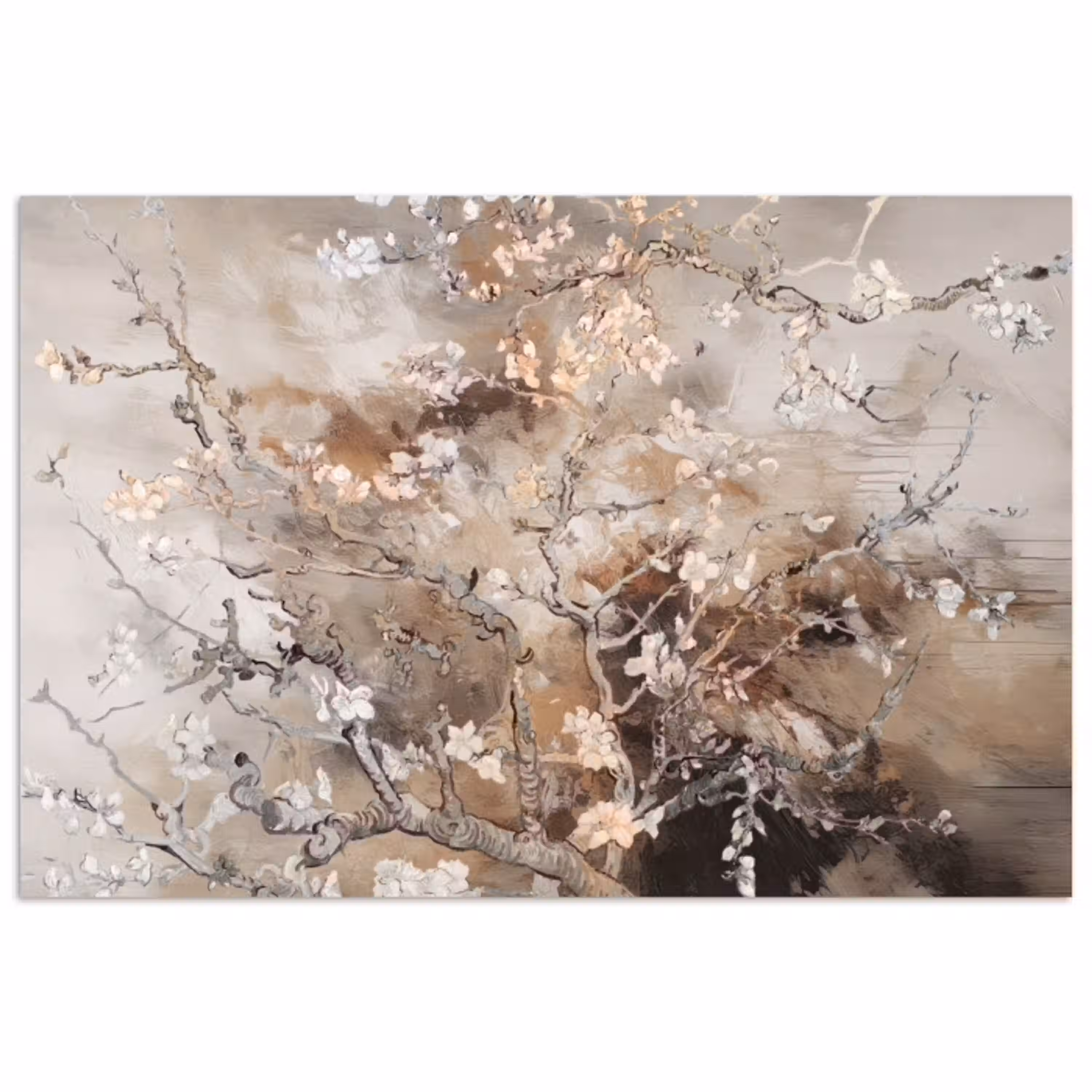 Amandelbloesem - Kunst - Van Gogh - Beige - Abstract poster papier klein -3d