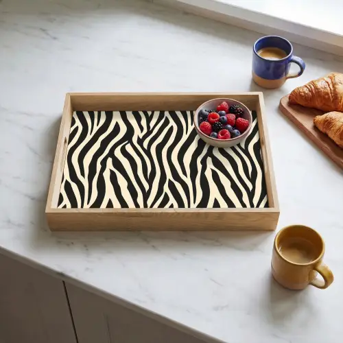 Zebra - Print - Klassiek - Zwart Dienblad Rechthoek middel 911 -sfeer2