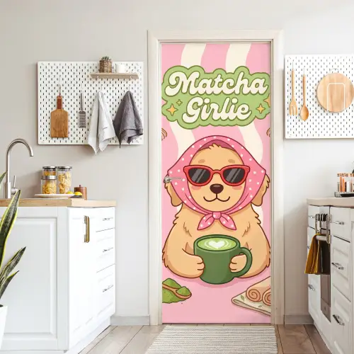 Matcha - Hond - Roze - Groen deurposter klein -sfeer5