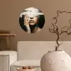 Hand - Gezicht - Strepen - Abstract Wandcirkel behangsticker klein -sfeer1