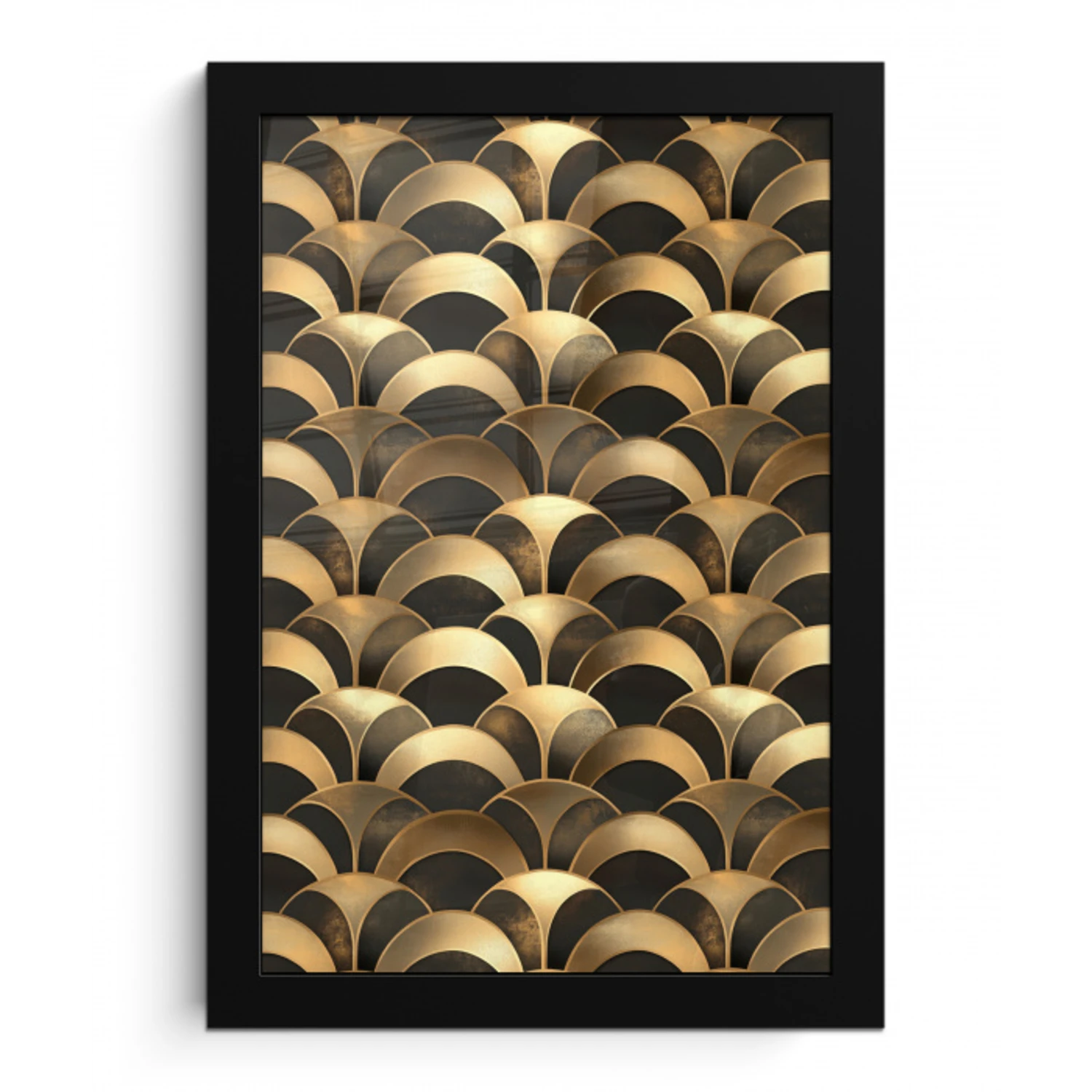 Schubben - Structuur - Goud fotolijst zwart zonder passe partout klein 224 -3d