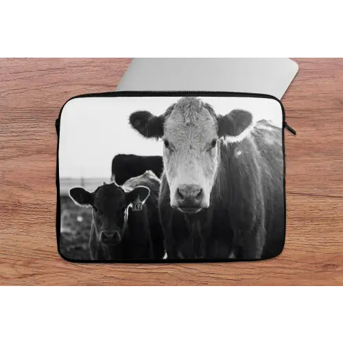 Koeien - Zwart - Wit laptophoes neopreen klein -tafel