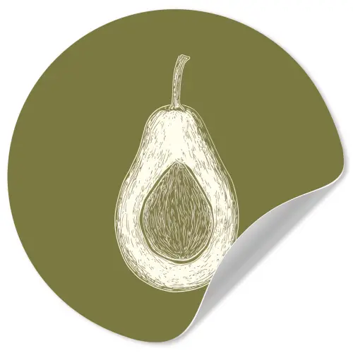 Avocado - Minimalistisch - Illustratie - Groen Wandcirkel behangsticker klein -3d