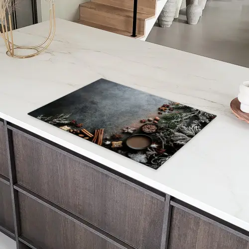 Winter - Kruiden - Sneeuw - Chocolade Inductie beschermer vinyl 3mm klein -sfeer8