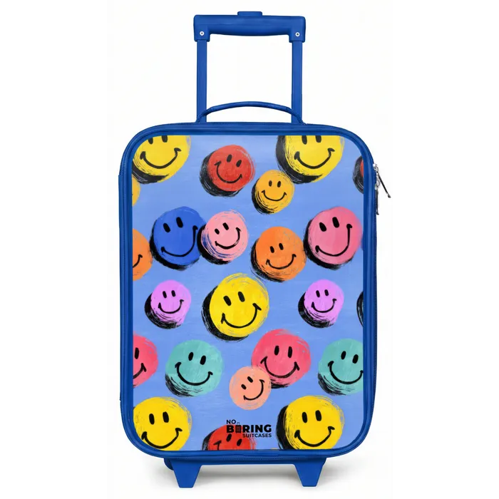 Een speels en kunstzinnig patroon van kleurrijke smileys Kinderkoffer - Blauw klein -zz3dotto