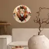 Leeuwenkop - Lijnen - Crème Wandcirkel behangsticker klein -sfeer1