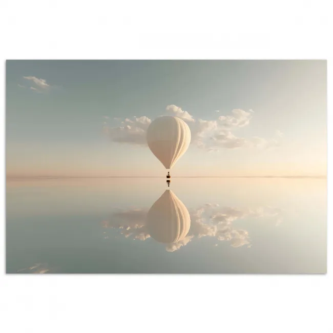 Poster - Luchtballon - Wolken - Water - Blauw