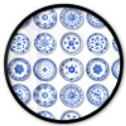 Borden - Bloemen - Patroon - Blauw Fotolijst rond zonder passe partout klein 856 -3d