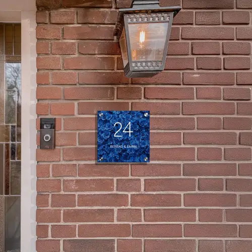 Blauwe rozen - Klassiek Naambord Vierkant klein -sfeer7-XS