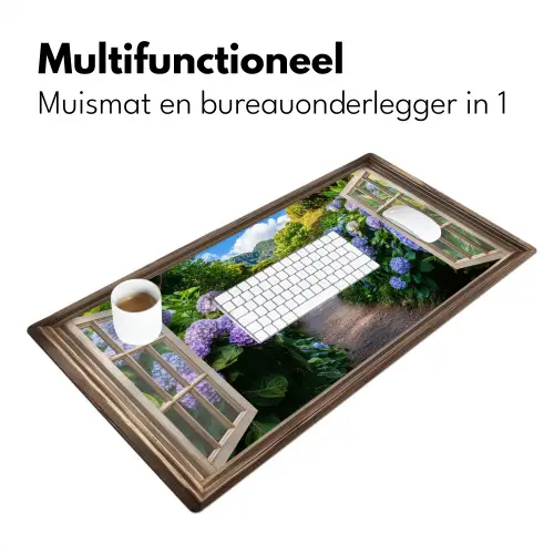Doorkijk - Hortensia - Pad - Natuur Muismat XXL klein -sfeer4