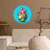 Drakenfruit - Blauw - Levendig Wandcirkel behangsticker klein -sfeer1