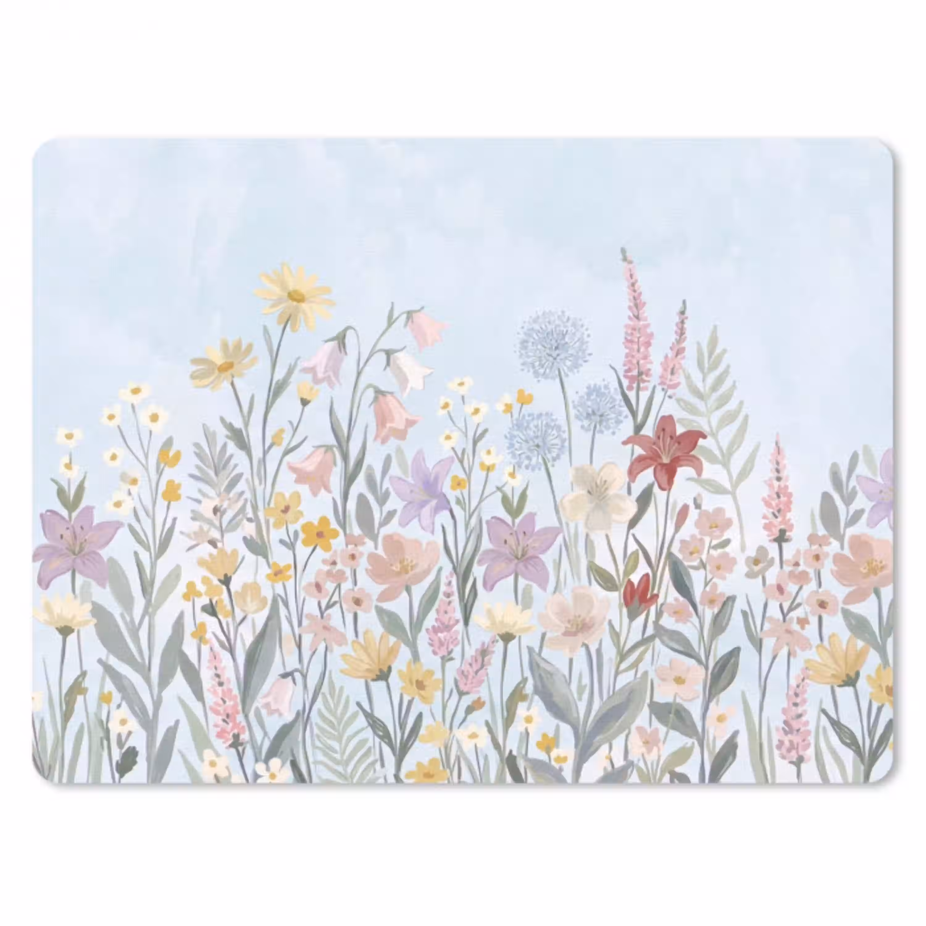 Weidebloemen - Illustratie - Kleurrijk muismat rubber klein -3d